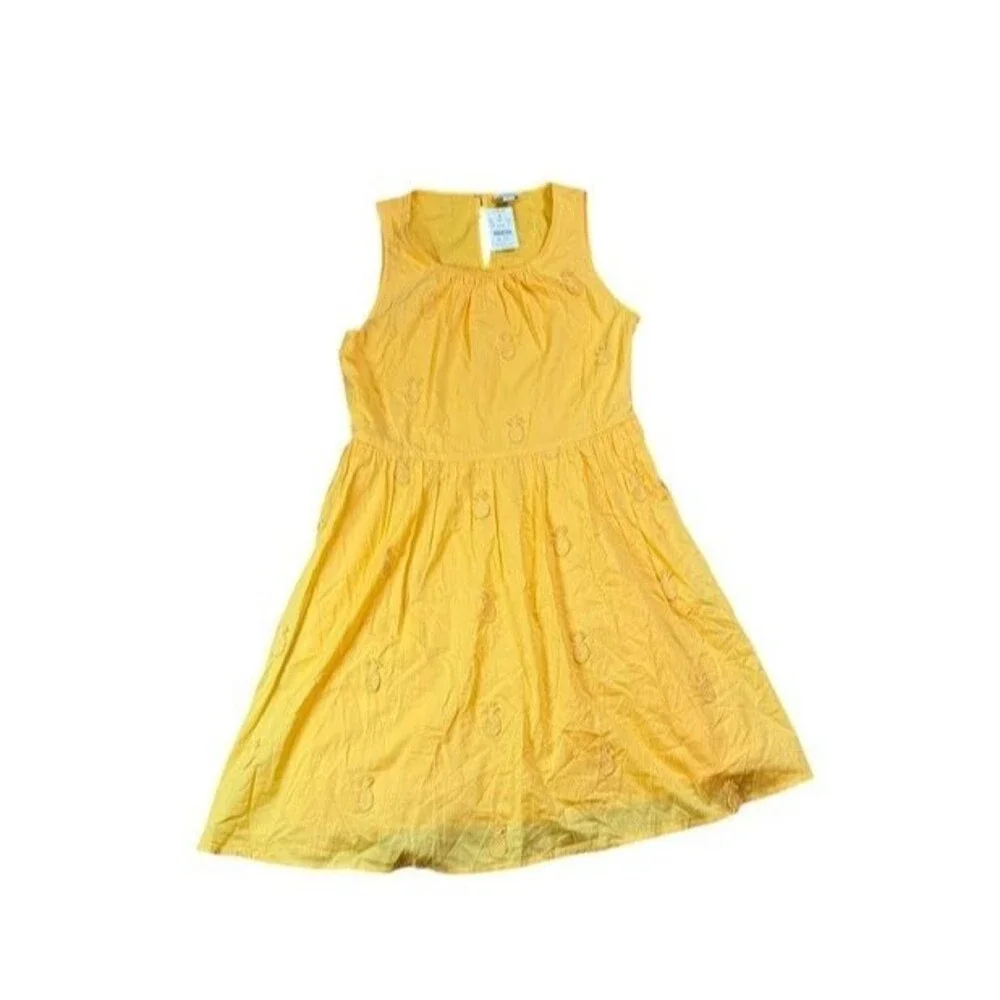 J.Crew Factory 100% Cotton Dress Size 6 Yellow Pineapple NWT Lined Pockets